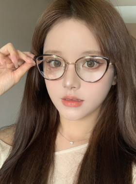 防蓝光复古美拉德风猫眼眼镜框女高级感近视可配度数素颜神器眼镜