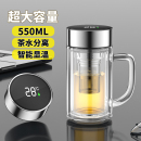双层玻璃杯男带把手办公室个人专用泡茶杯耐高温大容量家用水杯子