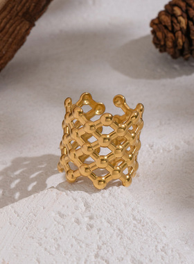 法式复古网格开口戒指