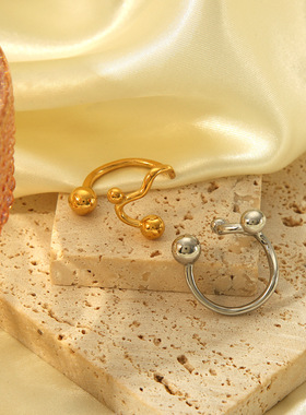 韩式轻奢极简不规则开口戒指