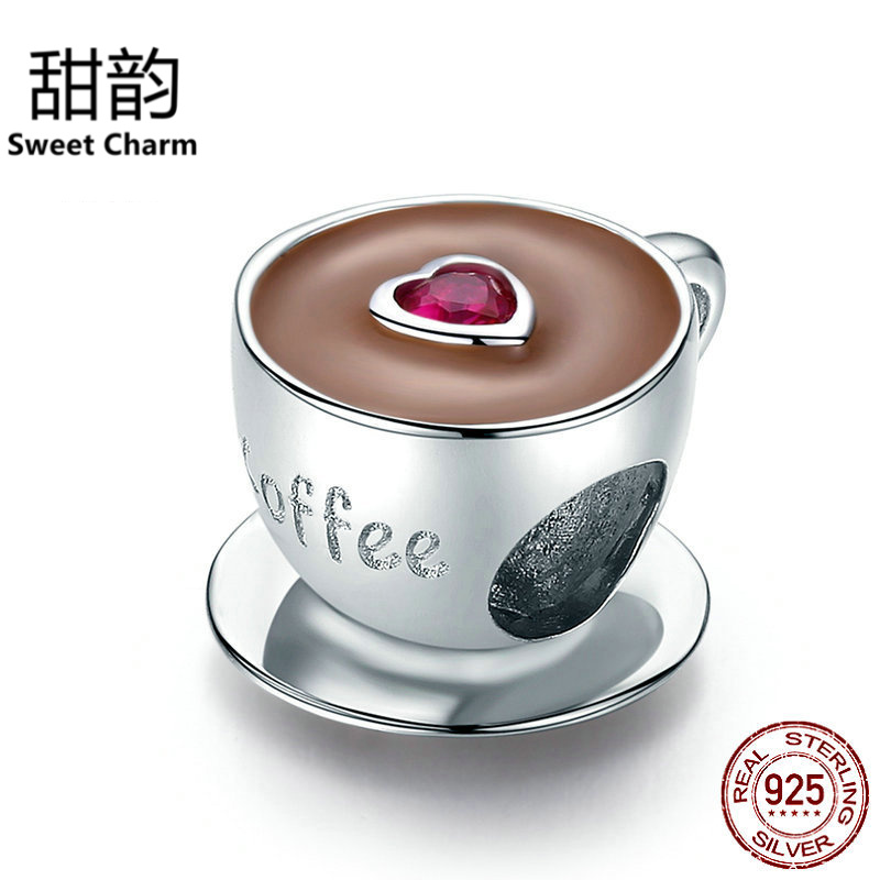 亚马逊货源纯银S925咖啡杯串珠DI