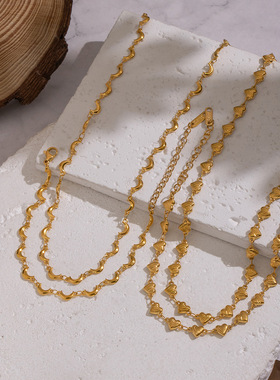 跨境月亮爱心不锈钢项链