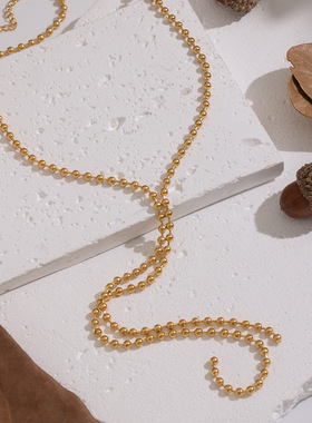 简约几何圆珠流苏毛衣链