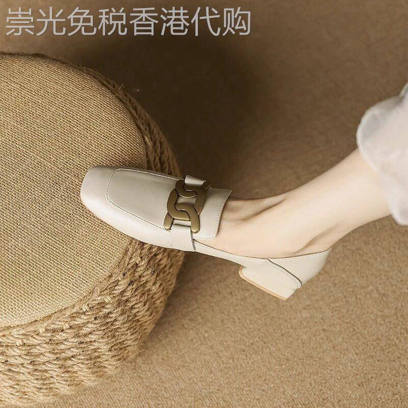 真皮乐福鞋女2025春秋新款中跟粗跟单鞋百搭软皮英伦风复古小皮鞋