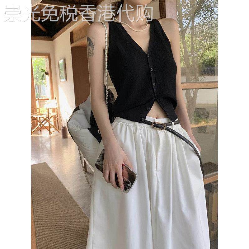 法式v领针织吊带小背心女秋季外穿抹胸内搭短款美背辣妹无袖上衣