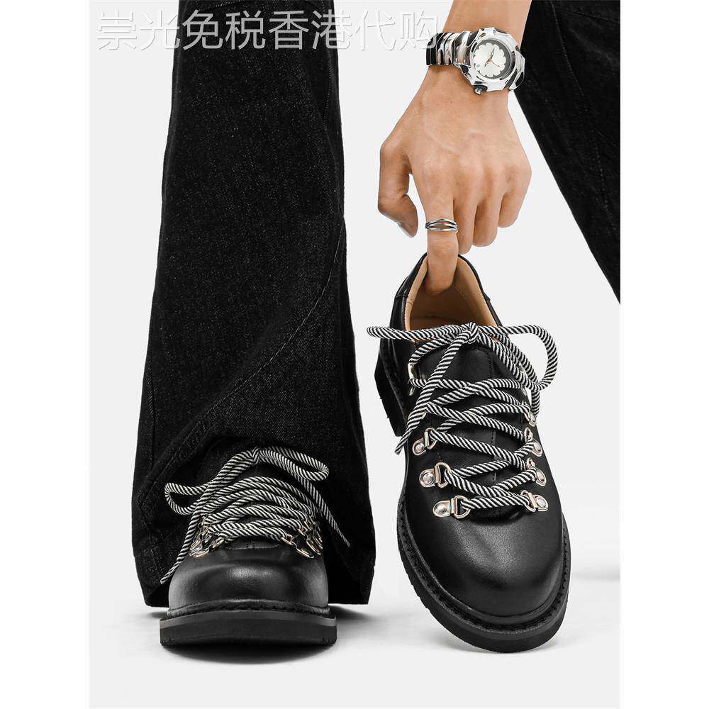 潮牌高级感黑色登山德比鞋2025秋季男女款英伦风覆古休闲工装皮鞋