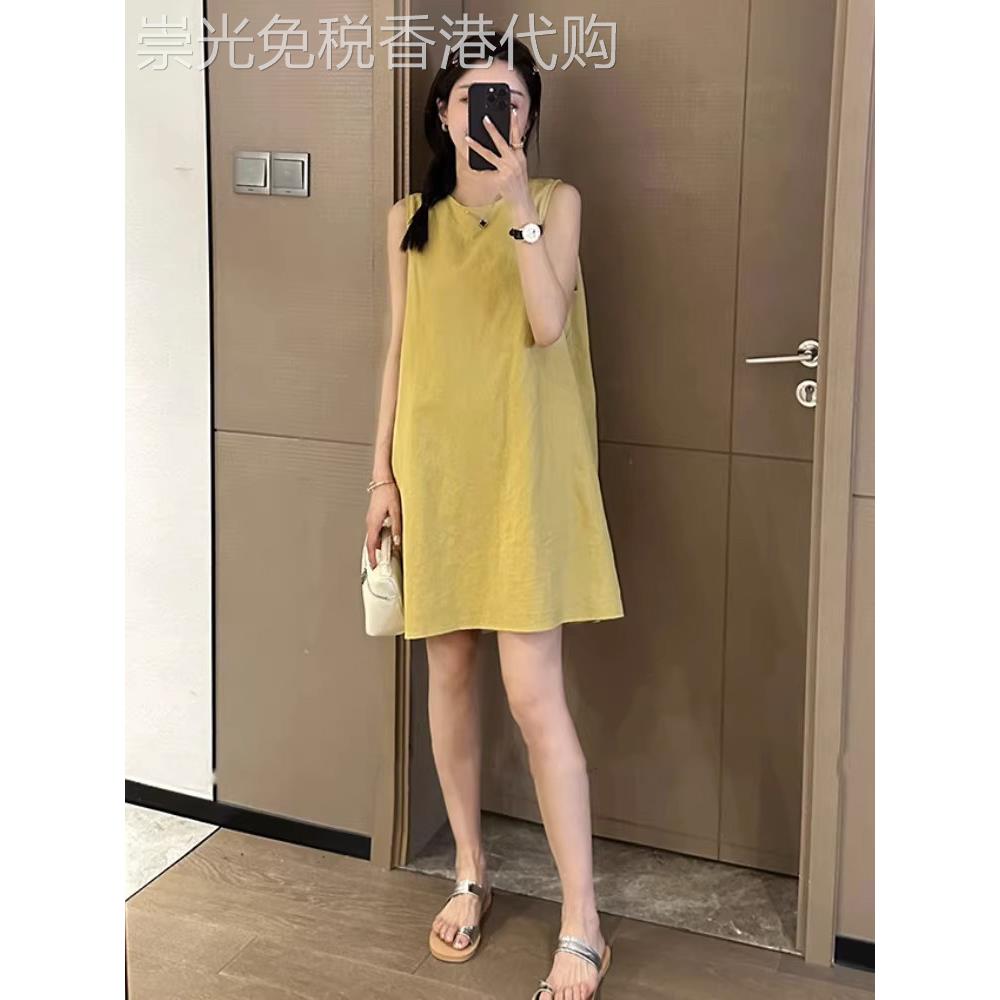 韩国气质时尚休闲无袖洋装女夏季新款宽松显瘦减龄露背短裙子潮