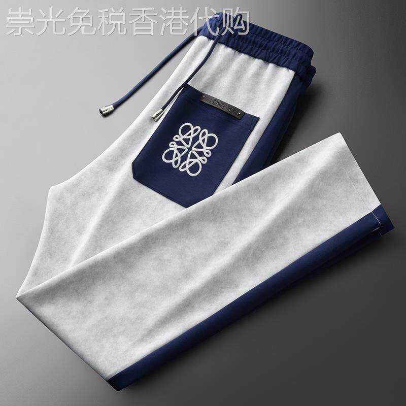 MAROLIO~高端时尚潮流空气层撞色拼接运动裤男士直筒卫裤休闲裤男