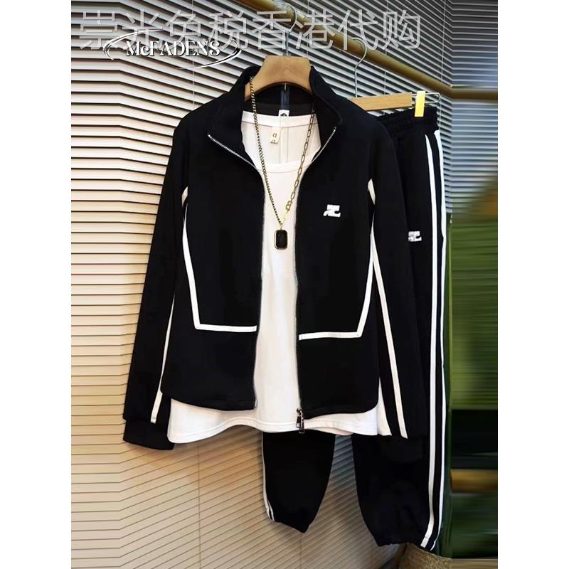 香港胖MM大码时尚跑步休闲运动减龄显瘦春秋新款卫衣外套裤子套装