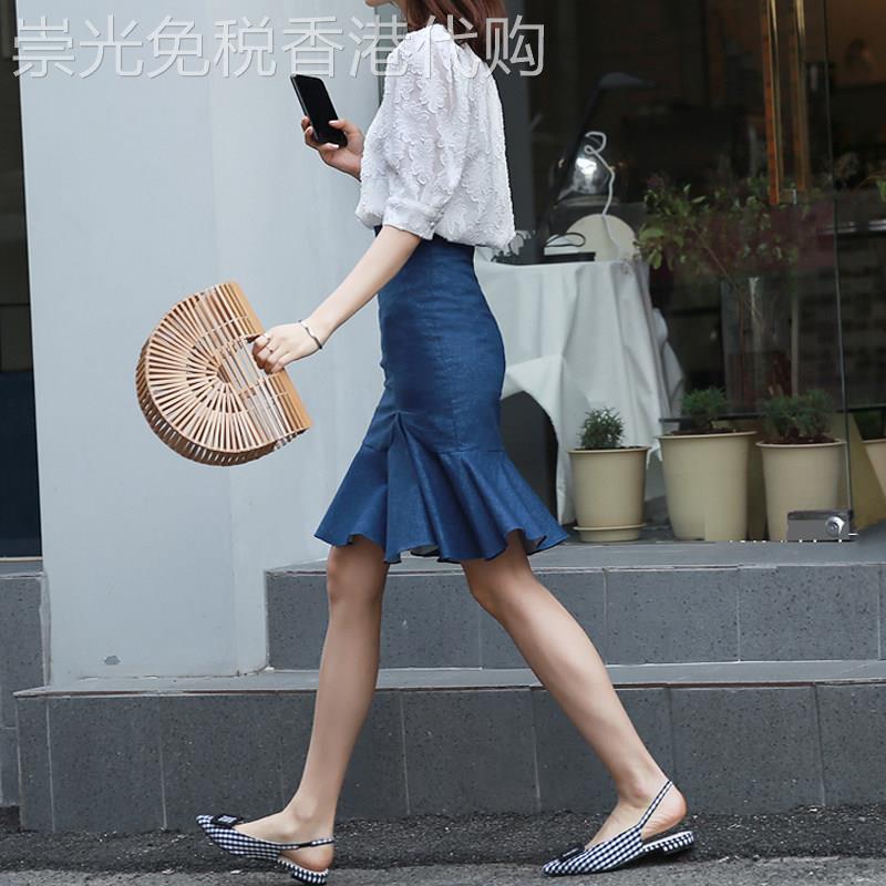牛仔半身裙女夏季薄款高腰显瘦包臀裙新款气质一步短裙a字鱼尾裙