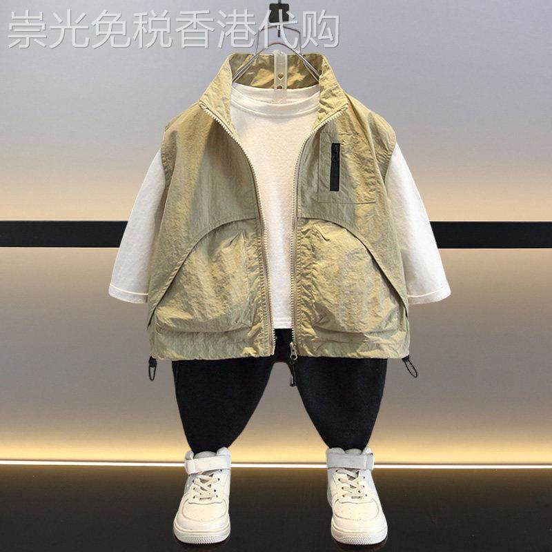 韩国洋派男童春秋外穿马甲2026新款宝宝薄款秋装背心儿童马夹潮酷
