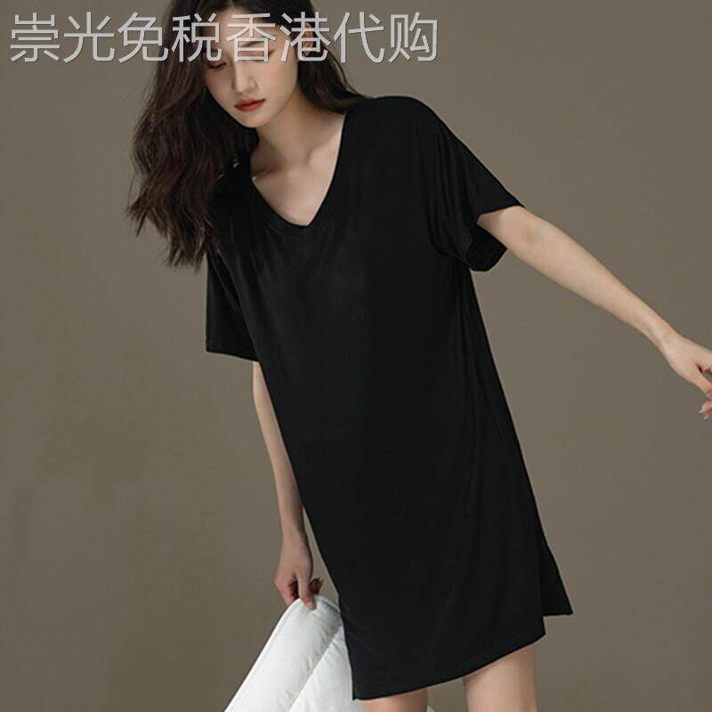 睡裙女夏季莫代尔领带胸垫短袖高级感休闲家居服薄款舒适睡衣