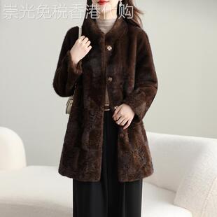 金貂绒水貂皮草外套2025年冬新款妈妈一体爆款女装海宁羊剪绒大衣