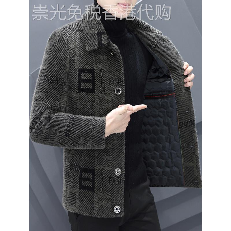 羊绒大衣男士秋冬季休闲短款加绒加厚西装中长款高端羊毛呢子外套