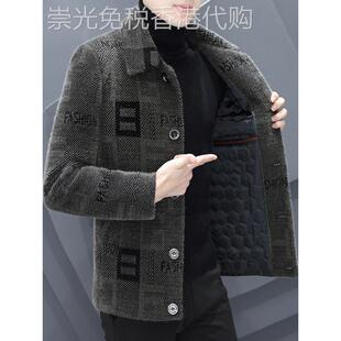 羊绒大衣男士秋冬季休闲短款加绒加厚西装中长款高端羊毛呢子外套