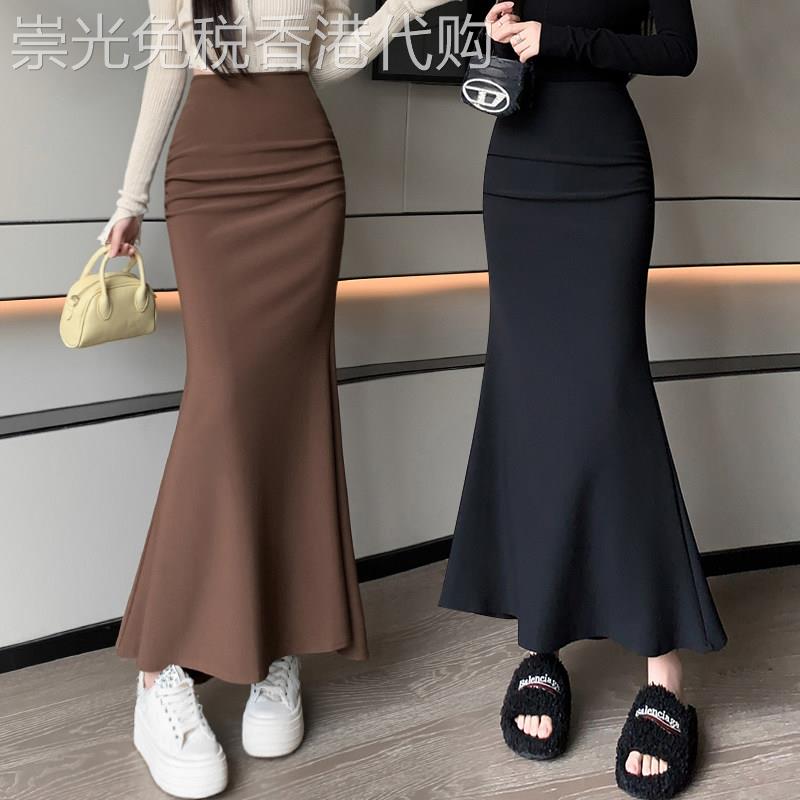 西装半身裙女夏季薄款2026新款高腰a字显瘦中长版包臀鱼尾一步裙