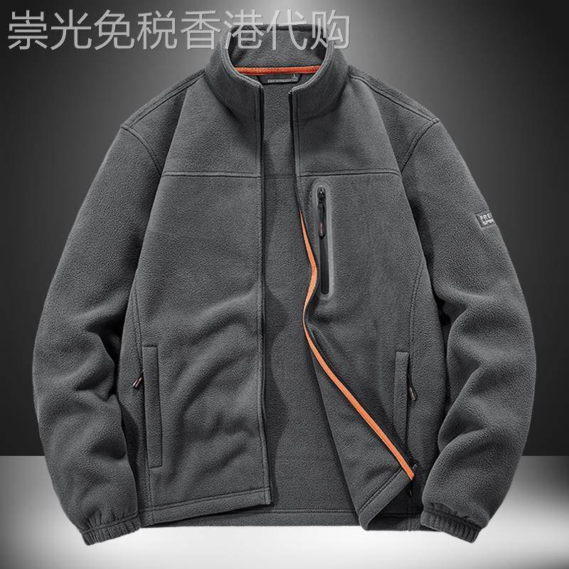 摇粒绒外套男2025秋冬新款户外大码运动抓绒衣休闲宽松立领夹克衫