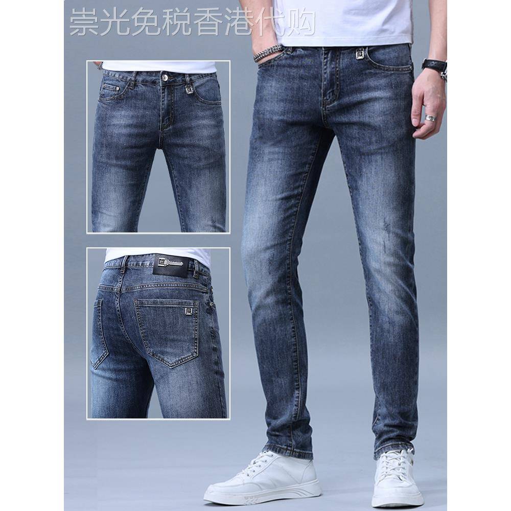 香港夏季新款高端牛仔裤男士修身裤男士韩式时尚百搭弹力裤