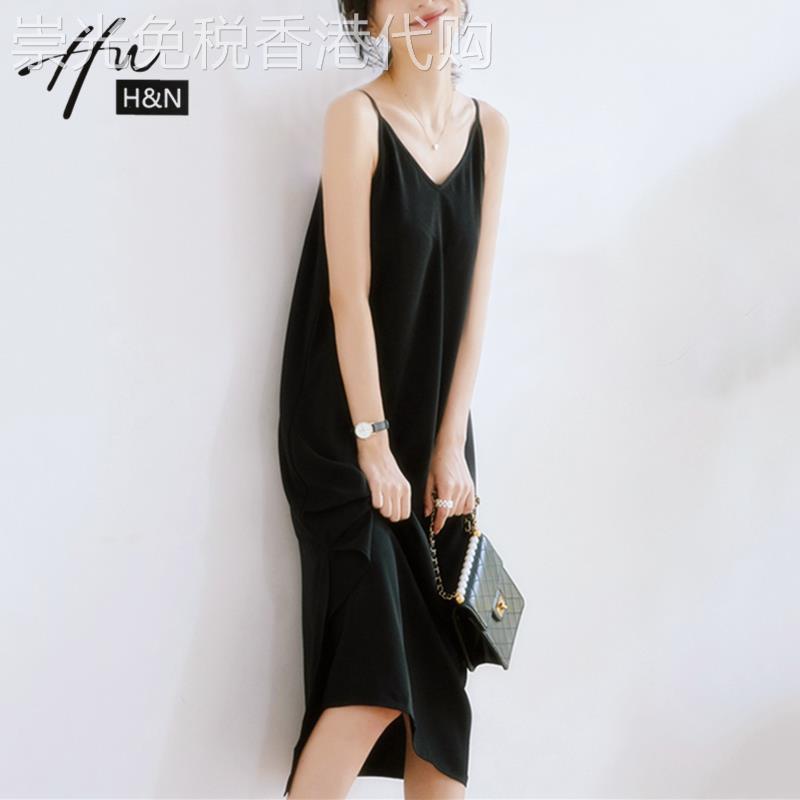黑色吊带连衣裙女夏季2024新款气质V领性感露背小个子显瘦背带裙