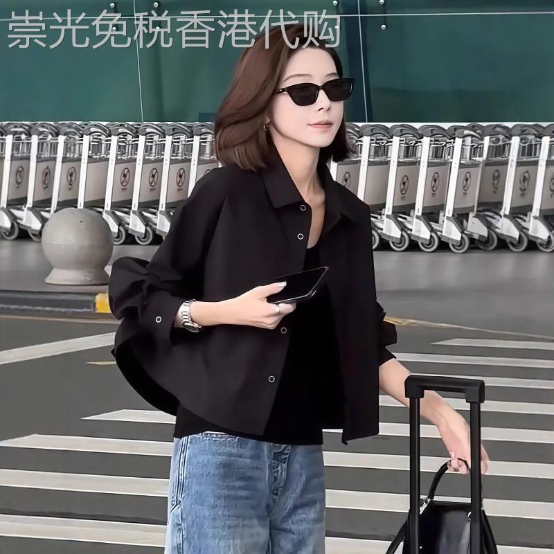黑色衬衫女长袖春秋薄款2026新款高级感减龄洋气休闲衬衣外套上衣