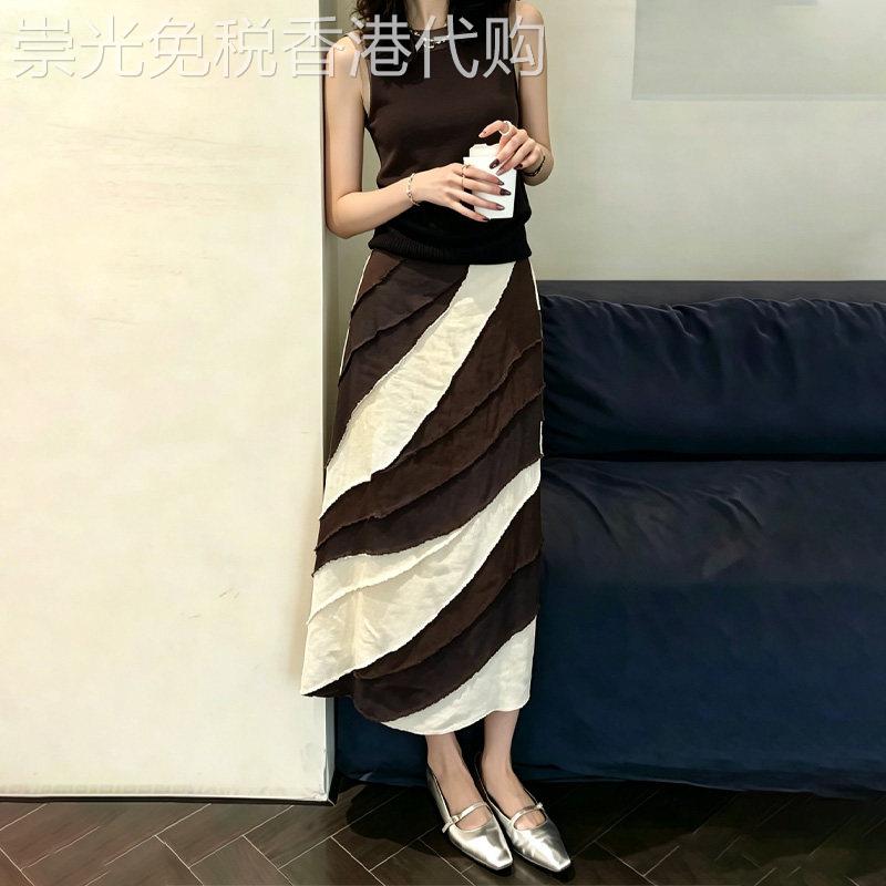 拼色半身裙女2026夏季新款条纹通勤高腰显瘦气质优雅休闲韩版长裙