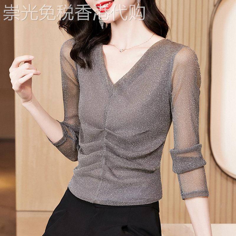 潮牌蕾丝打底衫女2025年春秋新款时尚欧货洋气百搭小衫内搭上衣服