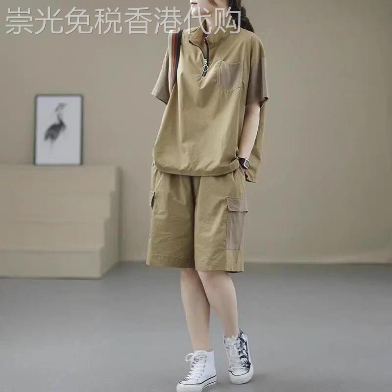 纯棉休闲运动套装女夏季薄款2026年新款洋气短袖t恤阔腿裤两件套