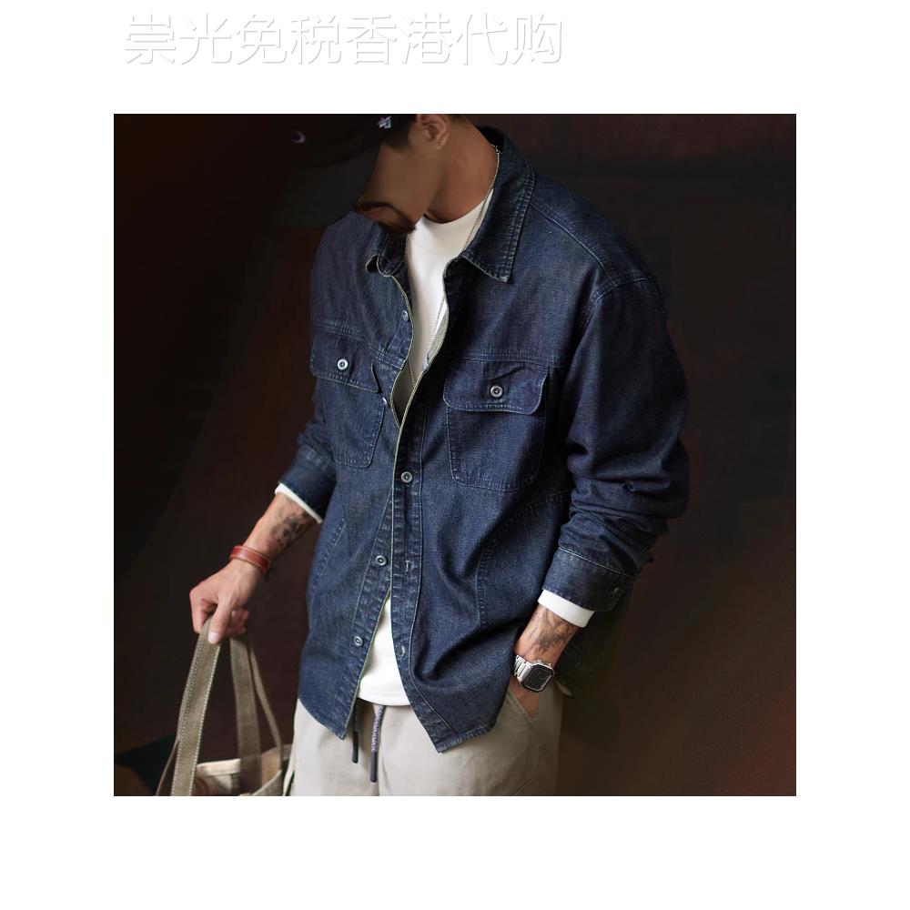 Madness Mdns Wruei美式2025秋季新款长袖牛仔衬衫工装衬衣外套男