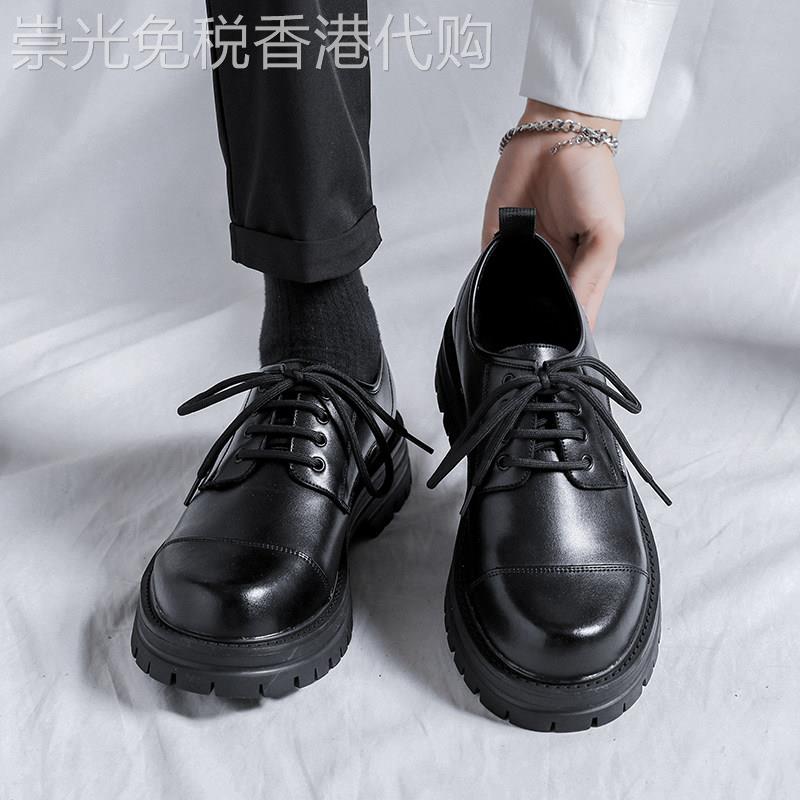 Houston Shoes!春秋英伦学院风制服单鞋厚底系带小皮鞋男工作鞋
