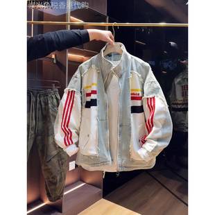 Madness Mdns Clot秋季宽松立领牛仔外套男时尚休闲夹克情侣上衣