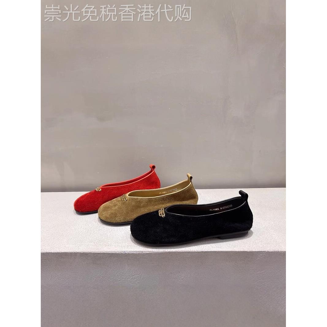 潮牌欧洲站女鞋2025秋新款磨砂皮浅口圆头平底一脚蹬懒人百搭单鞋