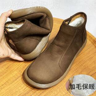 潮牌新款男鞋加绒保暖冬季大头高帮男鞋宽头软皮休闲马丁靴磨砂皮