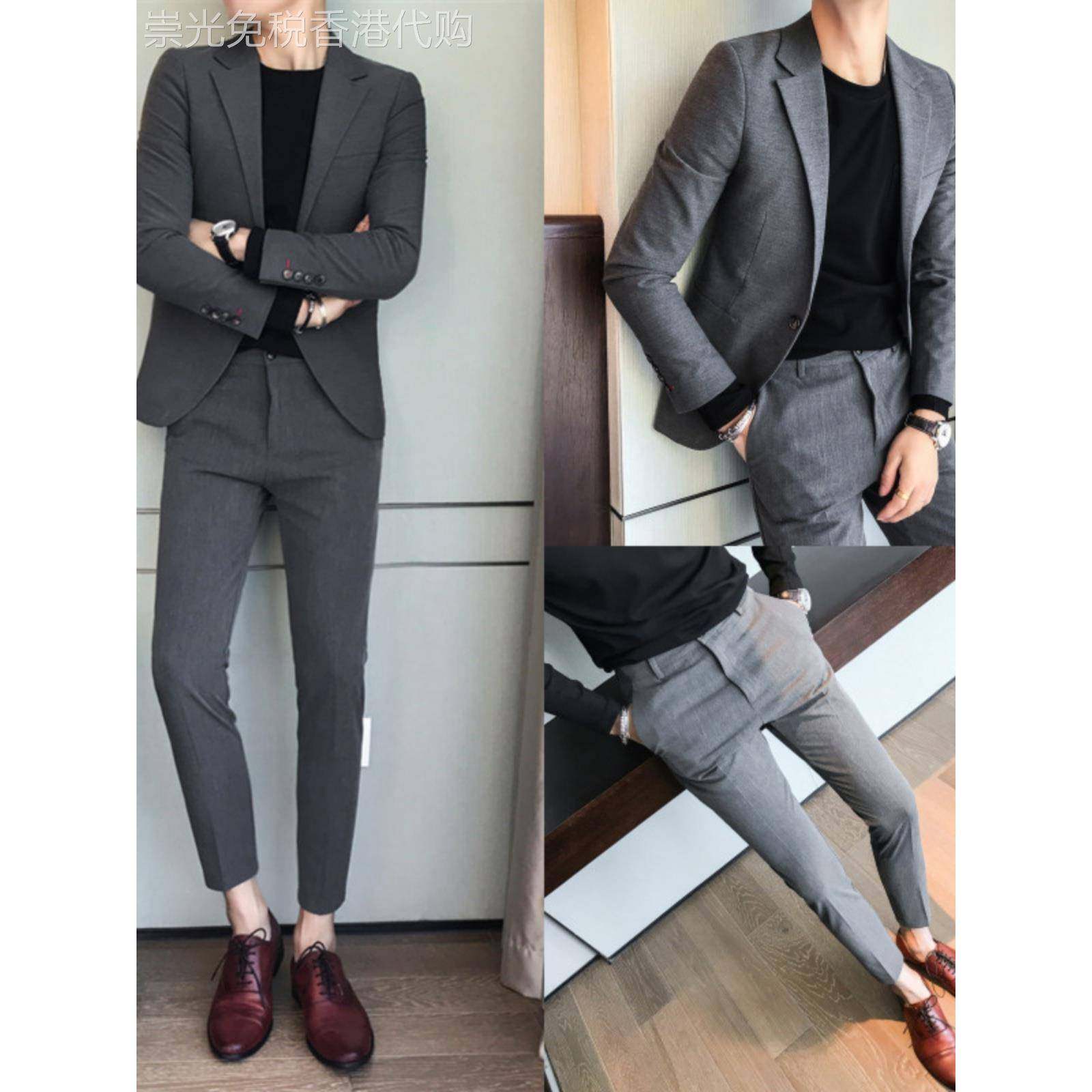 高级感西装男套装休闲修身韩版潮流帅气结婚新郎礼服男士西服痞帅