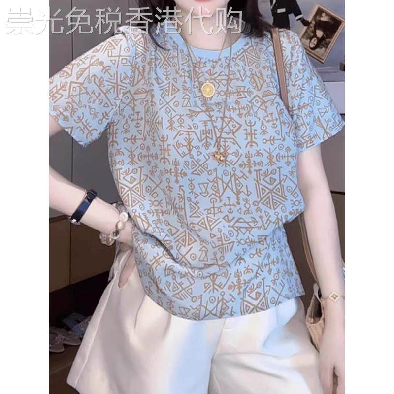 印花短袖T恤女士夏装大尺码胖mm显瘦减龄上衣设计感小众不撞款上