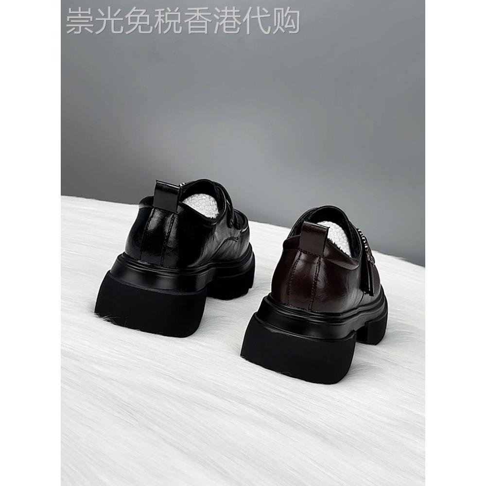 英国真皮厚底乐福鞋女款2025秋季新款覆古英伦风粗跟小皮鞋jk单鞋