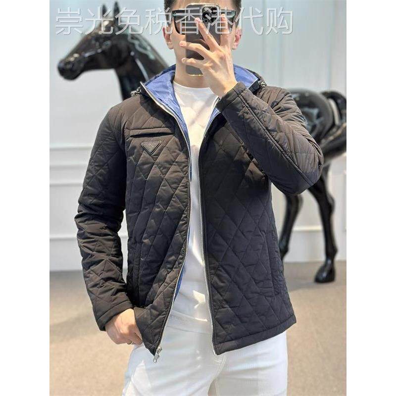 秋冬新款欧洲站高端薄棉服夹克上衣男士休闲短款修身连帽外套男潮