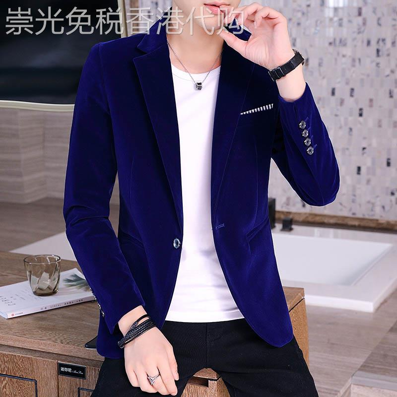 小西装男士春季新款韩版修身西服外套商务时尚男装灯芯绒休闲衣服