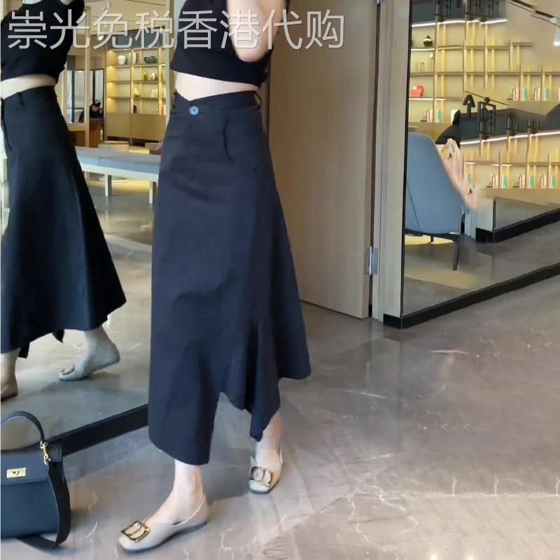 黑色不规则半身裙女2026夏季新款韩版气质高腰百搭遮胯显瘦a字裙