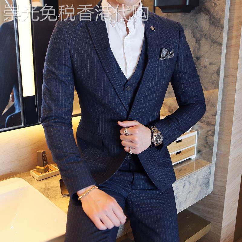 西装男套装韩版修身潮流帅气休闲英伦风新郎结婚礼服青年男士西服