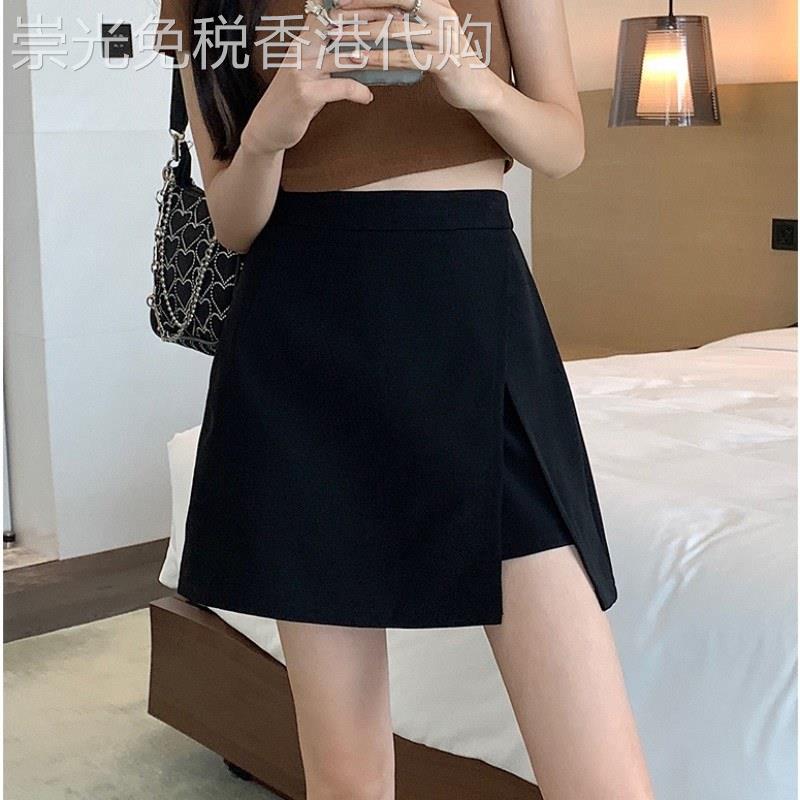 黑色西装短裙大尺码短裙裤女夏欧货防走光小个子胖mm遮胯a字半身