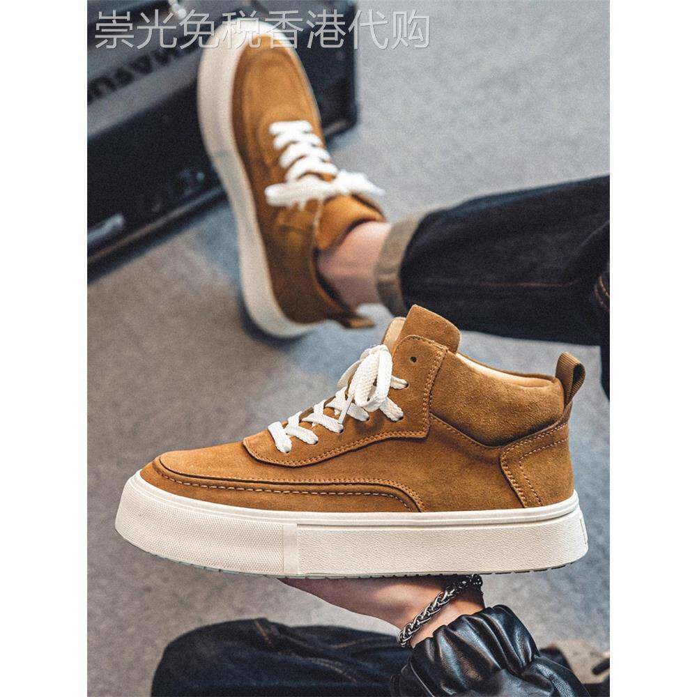 潮牌真皮休闲男鞋2025年秋冬新款运动高帮板鞋透气痞帅中帮马丁靴