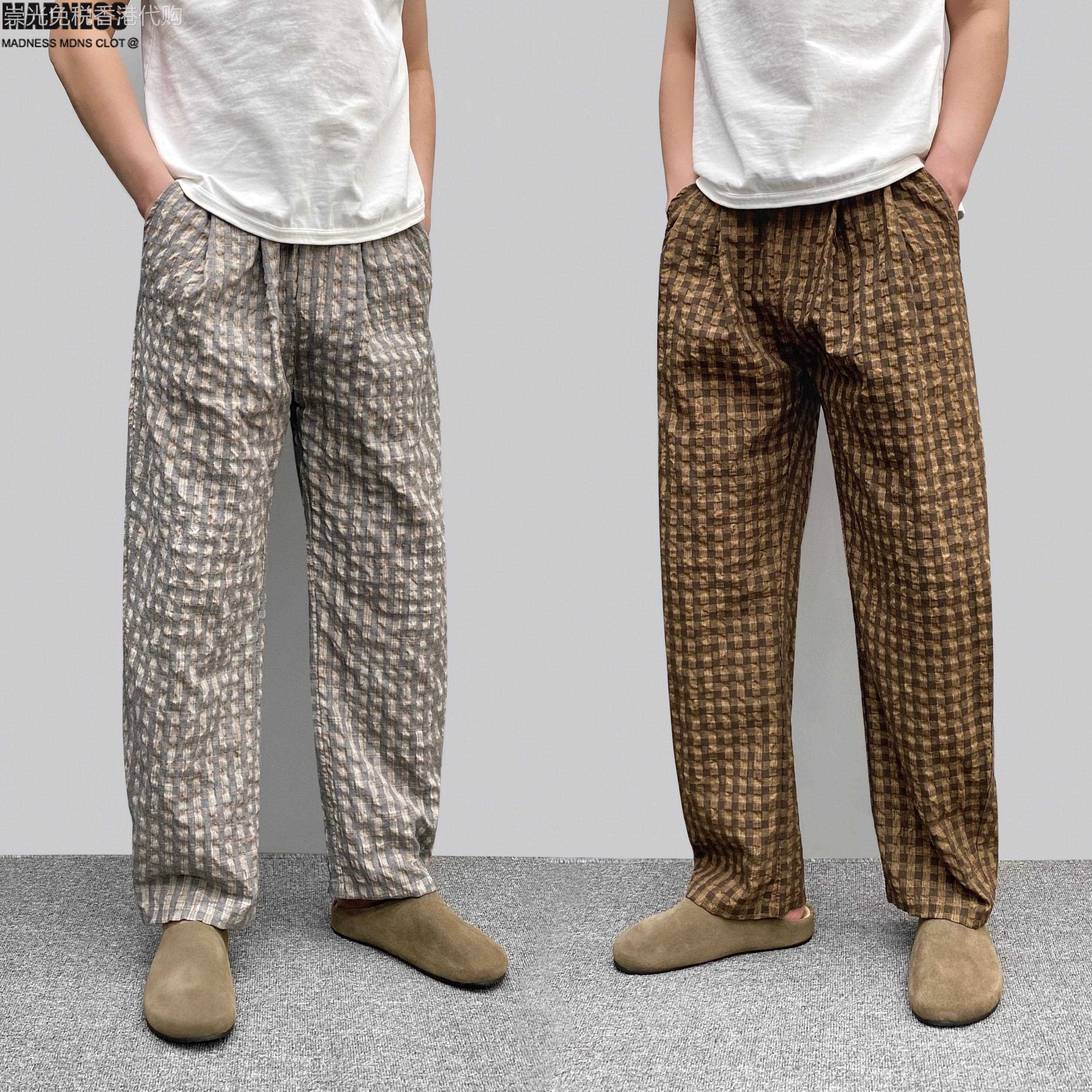 Madness Mdns Clot夏季薄款裤子男款潮流宽松百搭格子直筒休闲裤