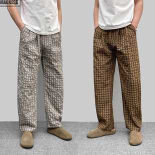 Madness Mdns Clot夏季薄款裤子男款潮流宽松百搭格子直筒休闲裤
