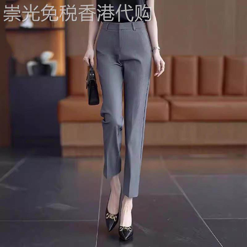 灰色西装裤女夏季薄款2026新款直筒显瘦九分西裤小个子上班服女裤