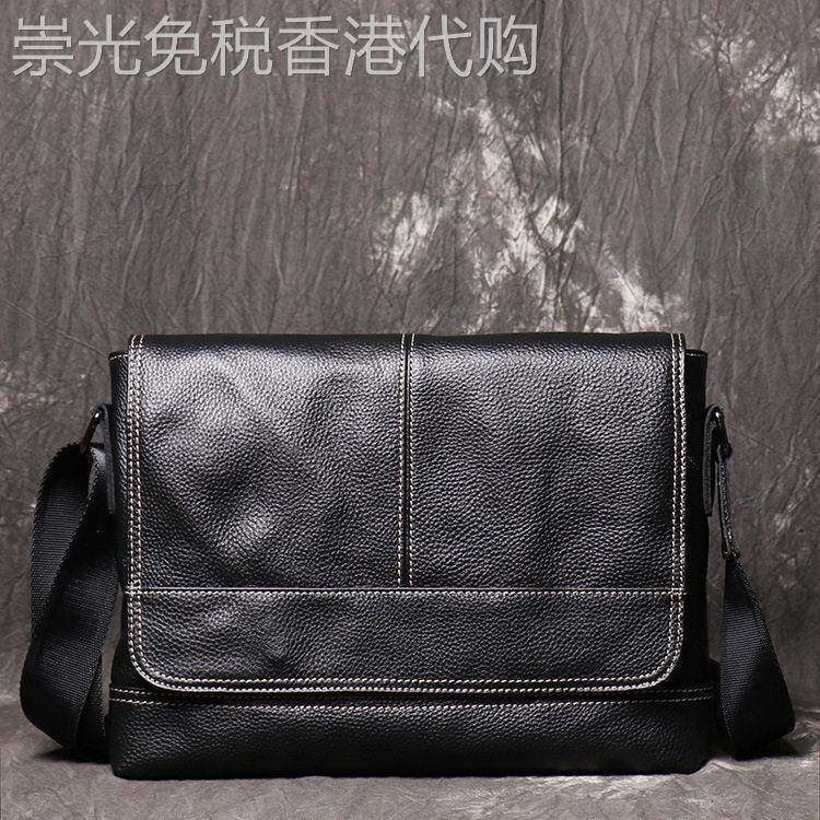 欧洲站潮牌男士真皮手工邮差包头层牛皮单肩包斜挎包大容量ipad包
