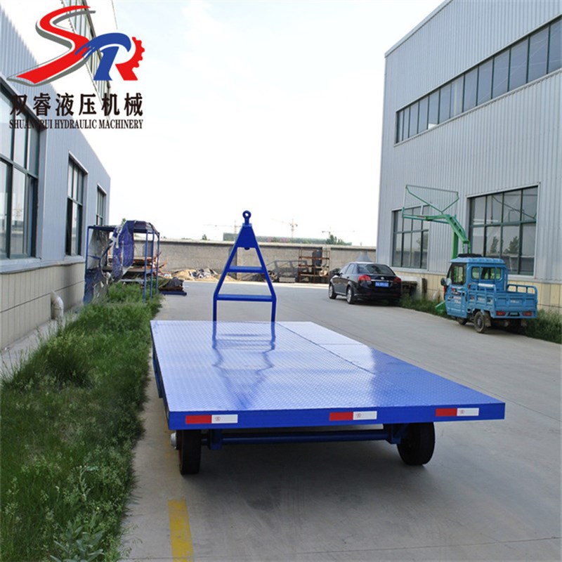 定制叉车牵引式平板拖车重型厂区物料转运车大吨T位车间周转车搬