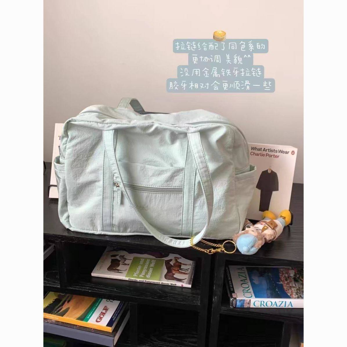 小众尼龙轻便大容量休闲韩系健身包旅行袋波士顿拉链单肩包托特包,箱包皮具/热销女包/男包,托特包,淘宝优惠券,粉丝福利购,淘宝优惠卷