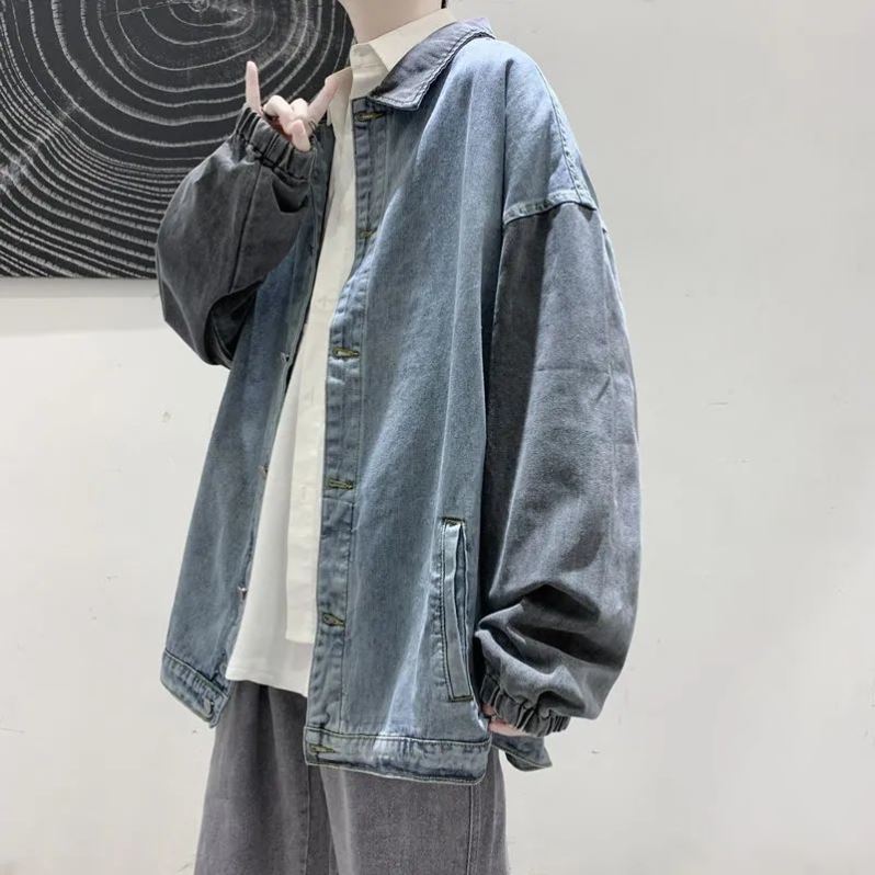 春季牛仔外套男生潮流韩版百搭宽松裤子休闲套装外套男