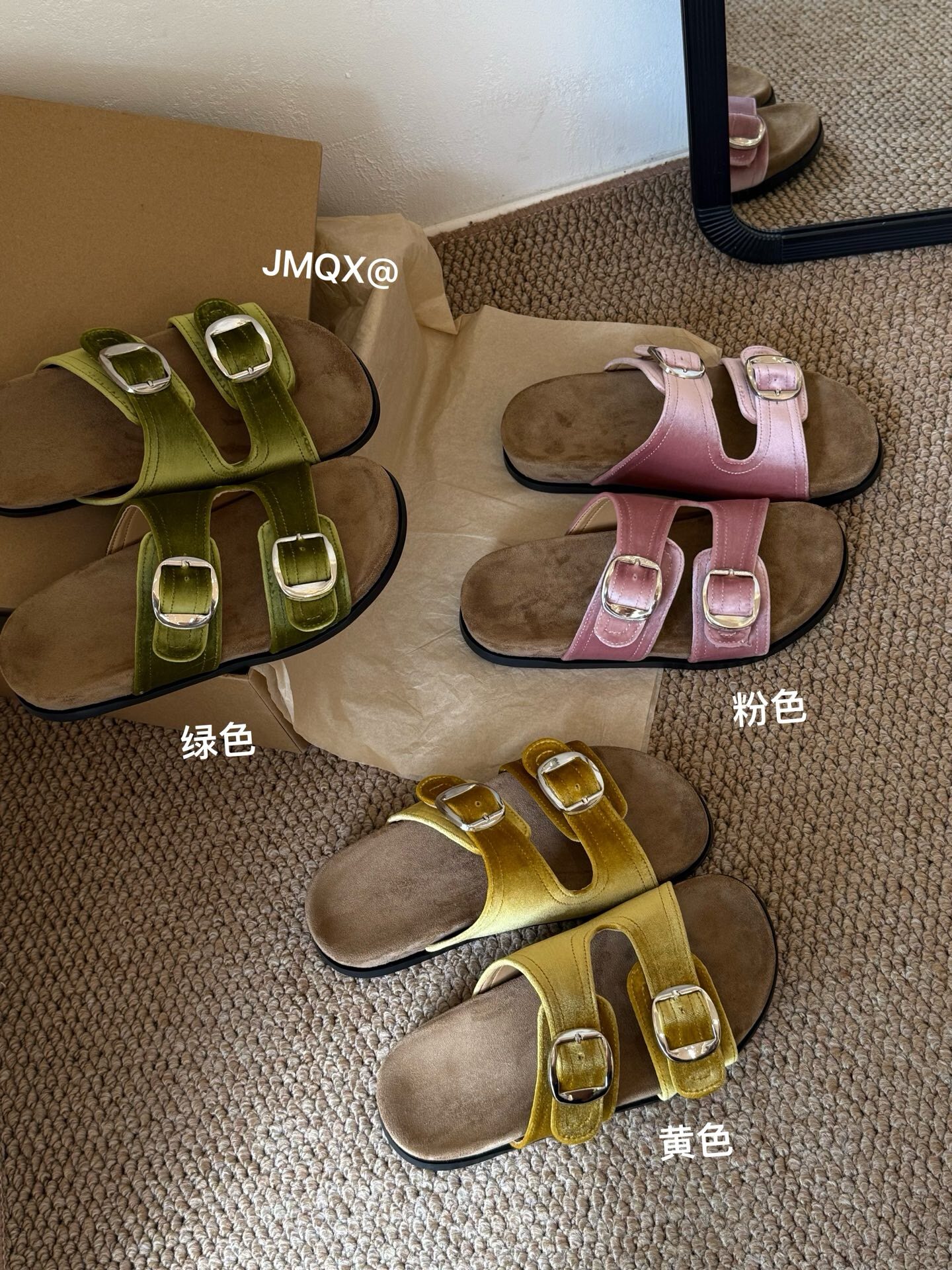 夏季韩版丝绒勃肯厚底凉拖女