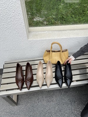 法式尖头细跟软皮百搭单鞋